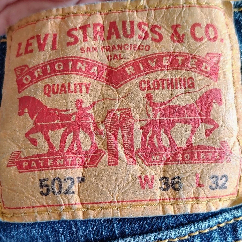 Levis 502 Taper Fit Mens Blue Denim Jeans Medium Wash 36x32 preppy zip